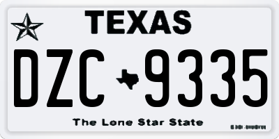 TX license plate DZC9335