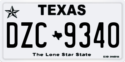 TX license plate DZC9340