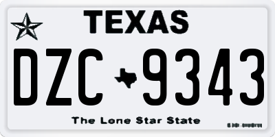 TX license plate DZC9343