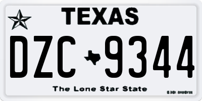 TX license plate DZC9344