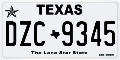 TX license plate DZC9345