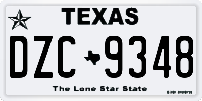 TX license plate DZC9348