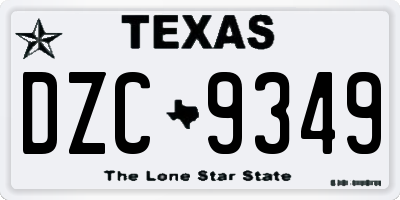TX license plate DZC9349