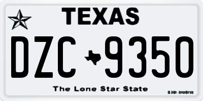 TX license plate DZC9350