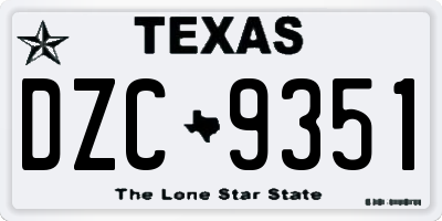 TX license plate DZC9351