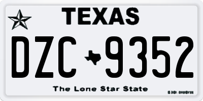 TX license plate DZC9352