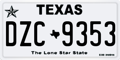 TX license plate DZC9353