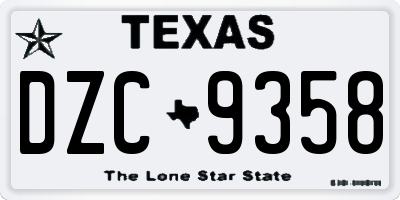 TX license plate DZC9358