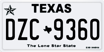 TX license plate DZC9360