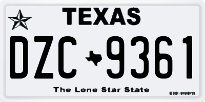 TX license plate DZC9361