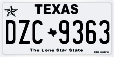 TX license plate DZC9363