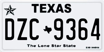 TX license plate DZC9364