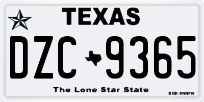 TX license plate DZC9365