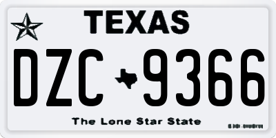 TX license plate DZC9366