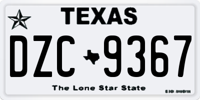 TX license plate DZC9367