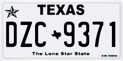 TX license plate DZC9371