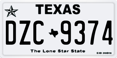 TX license plate DZC9374