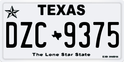 TX license plate DZC9375