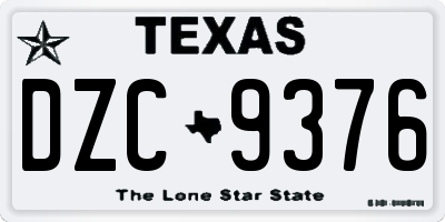 TX license plate DZC9376