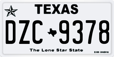 TX license plate DZC9378