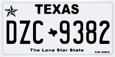 TX license plate DZC9382