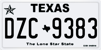 TX license plate DZC9383