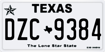 TX license plate DZC9384
