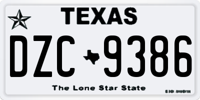 TX license plate DZC9386