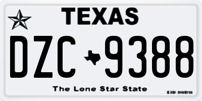 TX license plate DZC9388