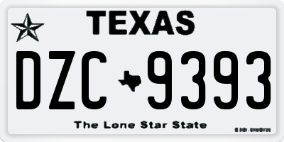 TX license plate DZC9393
