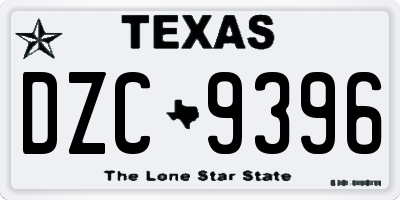 TX license plate DZC9396