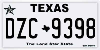 TX license plate DZC9398
