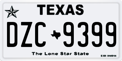 TX license plate DZC9399