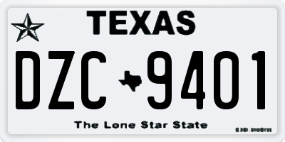 TX license plate DZC9401