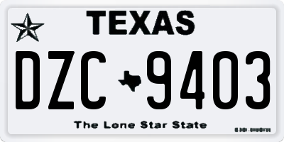 TX license plate DZC9403