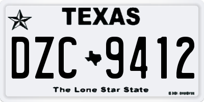 TX license plate DZC9412