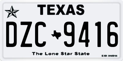 TX license plate DZC9416