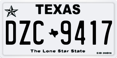 TX license plate DZC9417
