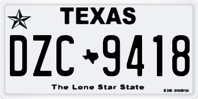 TX license plate DZC9418