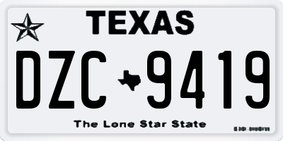 TX license plate DZC9419