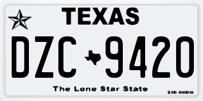 TX license plate DZC9420