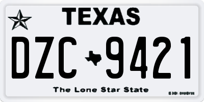 TX license plate DZC9421
