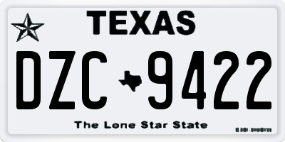 TX license plate DZC9422