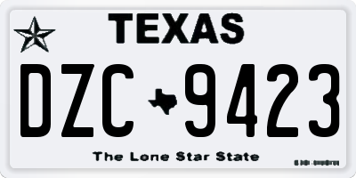 TX license plate DZC9423