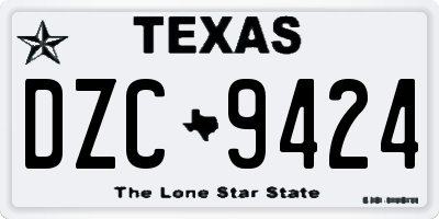 TX license plate DZC9424