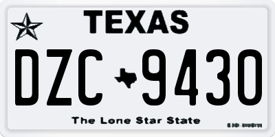 TX license plate DZC9430