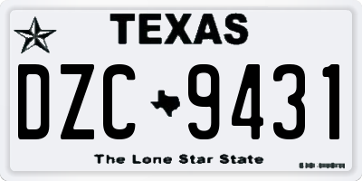 TX license plate DZC9431