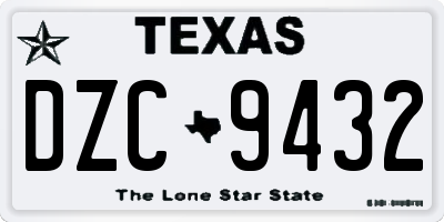 TX license plate DZC9432