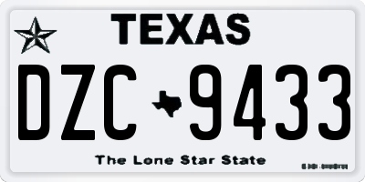TX license plate DZC9433