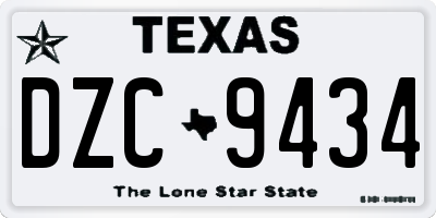 TX license plate DZC9434